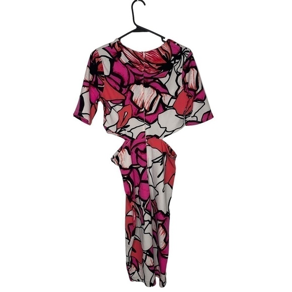 BISOU Bisou Short Sleeve Floral Cutout Midi Dress Size 8 - Picture 3 of 14